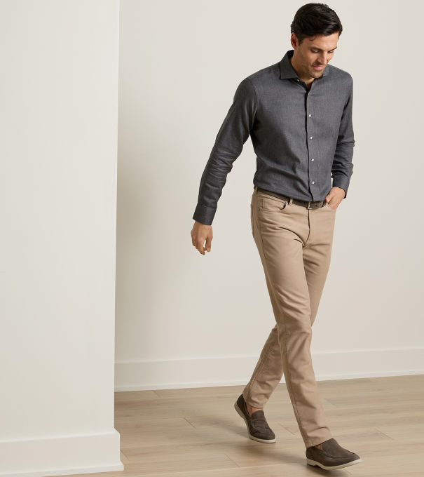 Manor Moleskin Five-Pocket Pant in Khaki