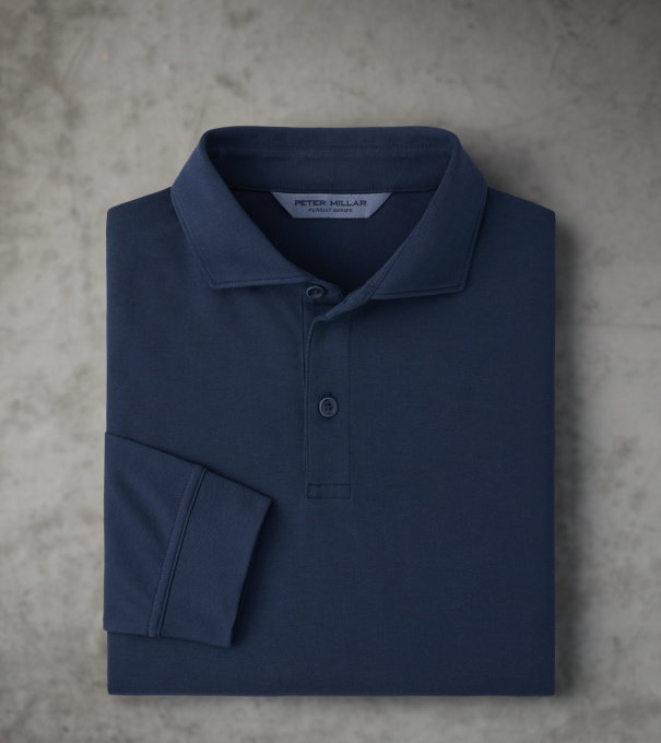 Pursuit Long-Sleeve Piqu&eacute; Polo in PROVIDENCE BAY