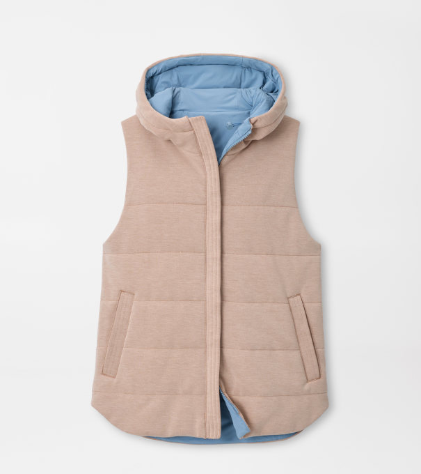 Flora Reversible Gilet With Hood in CAMEL/RAINWATER