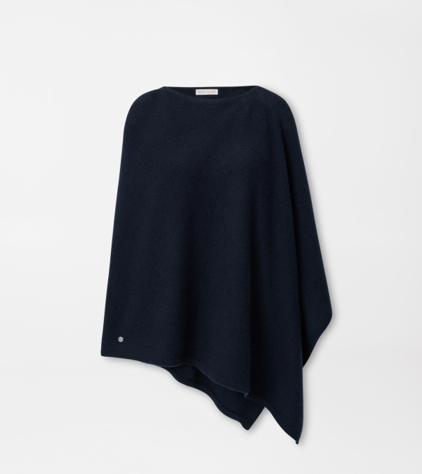 Cashmere Poncho in Navy