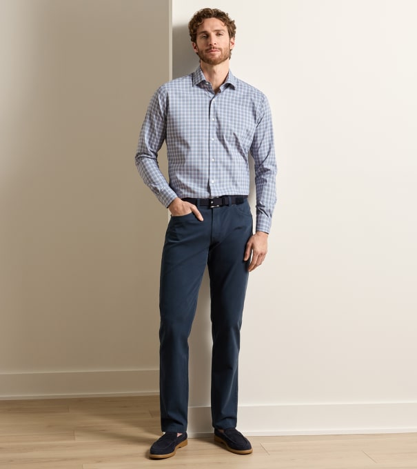 Crown Cotton Canvas Five-Pocket Trouser in ATLANTIC NAVY