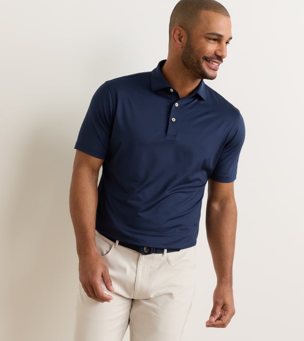 Solid Performance Jersey Polo in Navy