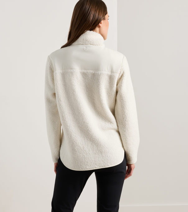 Tilly Bonded Sherpa Half Zip in SOFT WHITE
