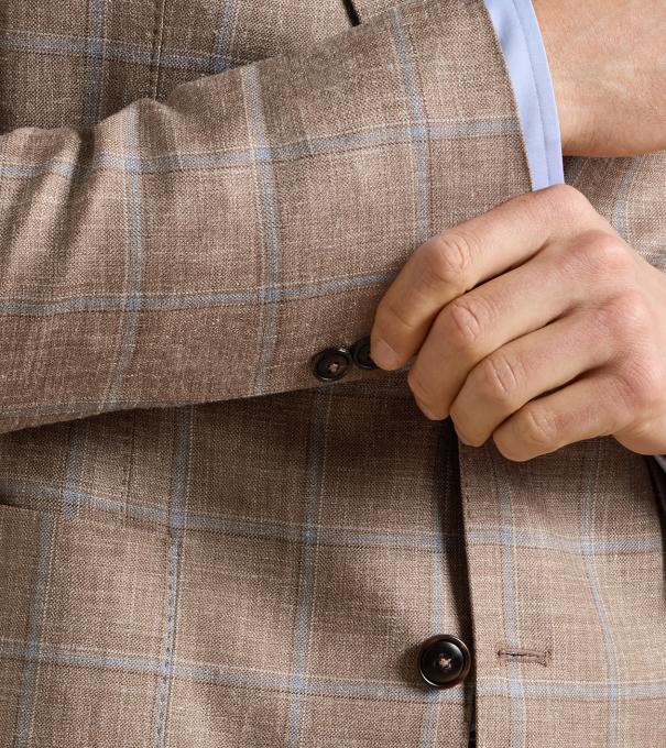 Bowen Windowpane Soft Jacket in NUTMEG