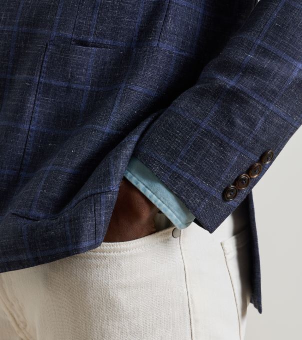 Bradford Windowpane Soft Jacket in Navy