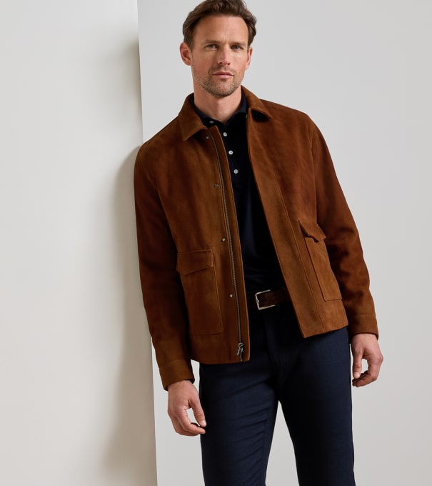 Deerskin Suede Jacket in Saddle