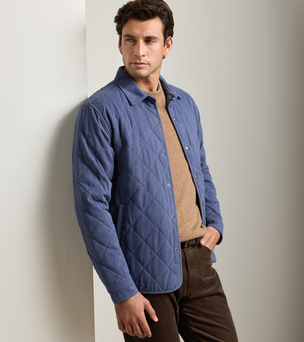 Chatham Cotton Cashmere Shirt Jacket in CROWN BLUE
