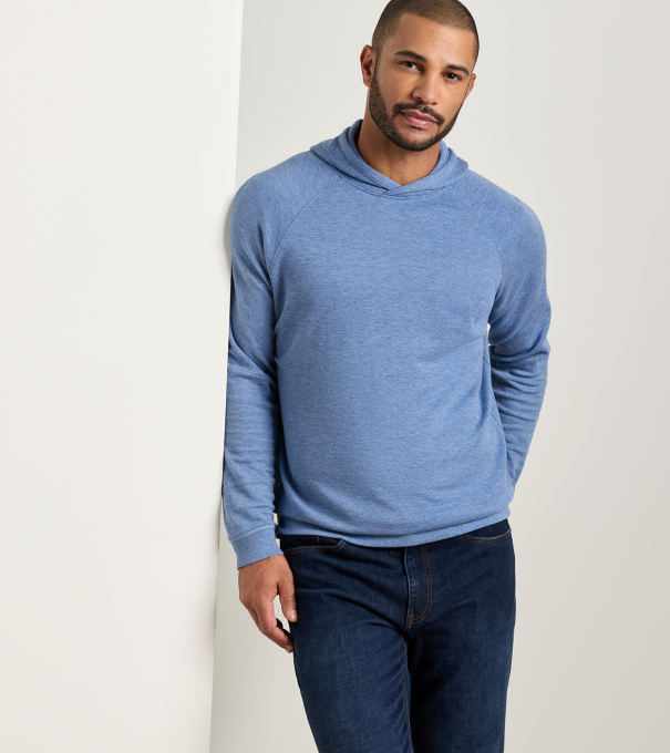 Crown Comfort Knit Hoodie in BLUE FREESIA