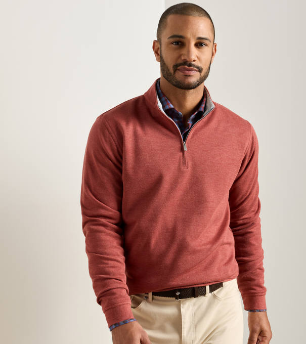 Crown Comfort Quarter-Zip Pullover in Burnt Orange