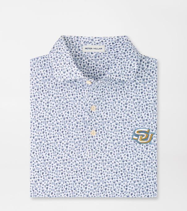 Southern University Buzzer Beater Performance Jersey Polo in White/Navy