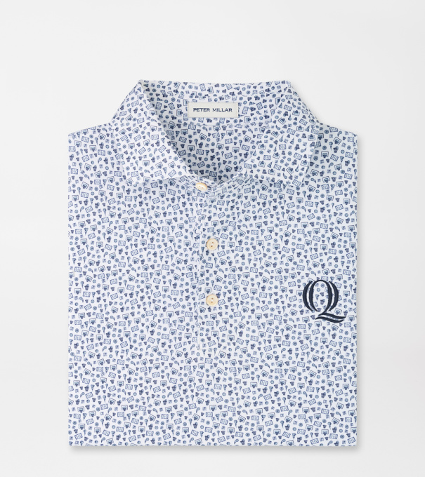 Quinnipiac Buzzer Beater Performance Jersey Polo in White/Navy