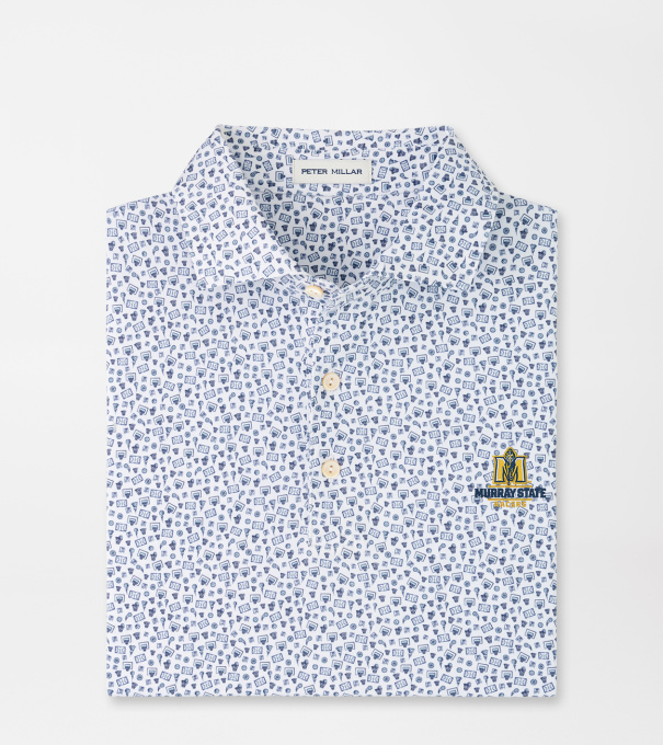 Murray State Buzzer Beater Performance Jersey Polo in White/Navy