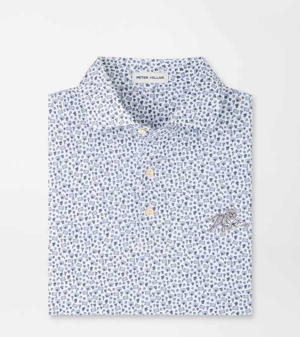 Jackson State Buzzer Beater Performance Jersey Polo in White/Navy