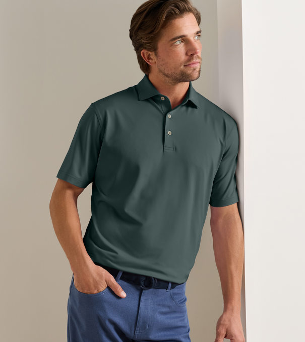 Solid Performance Jersey Polo in PINE BROOK