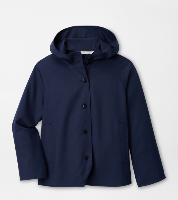 Brigitte Short Trench with Hood in Dark Navy