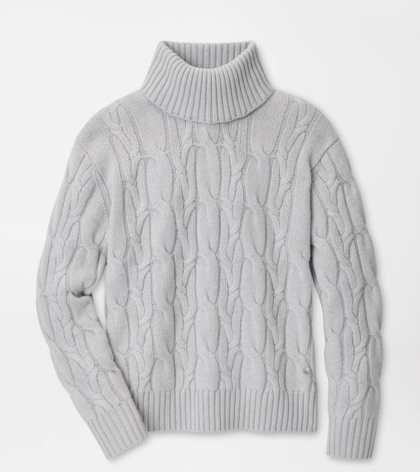 Margaux Cable Turtleneck Sweater in WHISPER GREY