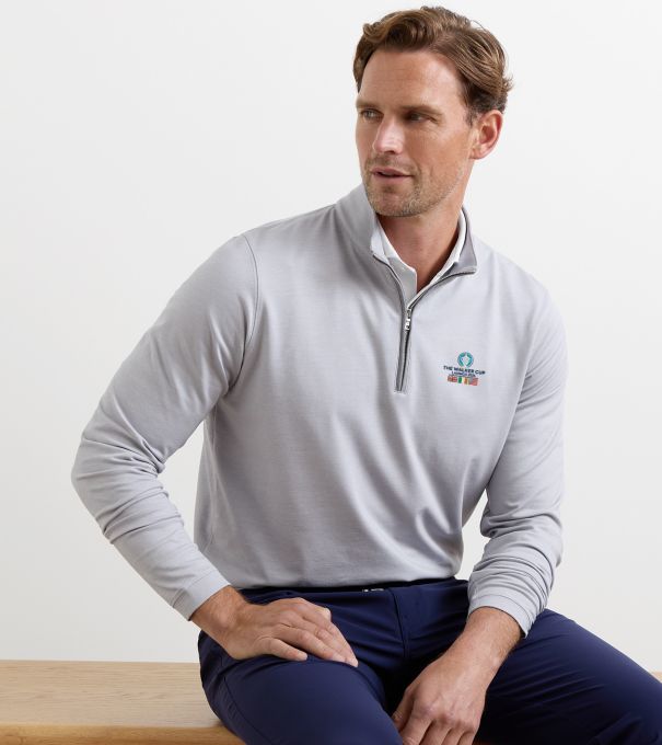 51st Walker Cup Albatross Cotton-Blend Piqu&eacute; Quarter-Zip in Gale Grey