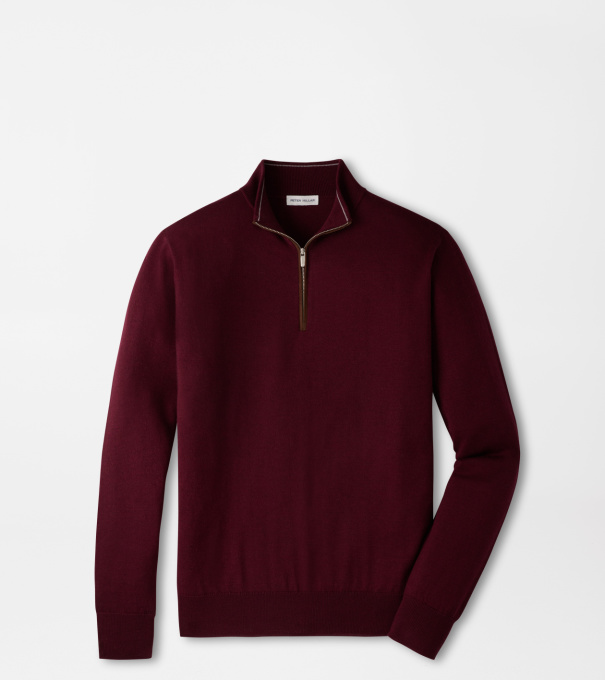 Autumn Crest Suede Trim Quarter-Zip in Bordeaux