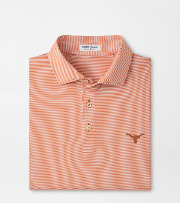 Texas Jubilee Stripe Performance Polo in Rust1