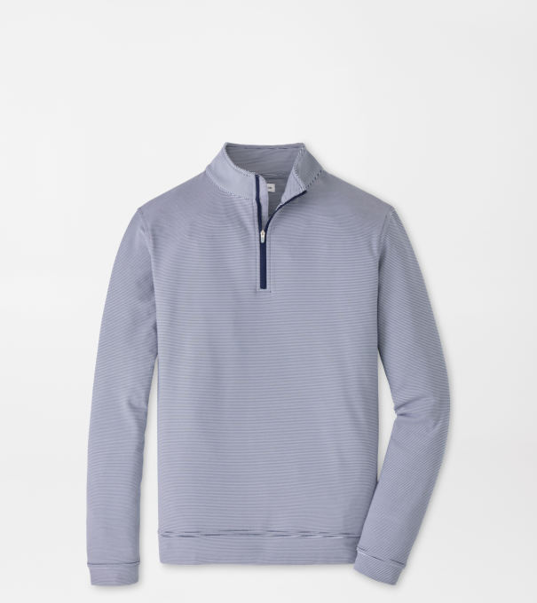 Perth Sugar Stripe Performance Quarter-Zip in Navy/White
