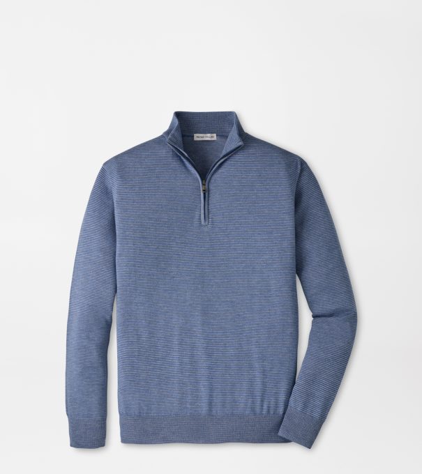 Canton Stripe Quarter Zip Sweater in BLUE FREESIA