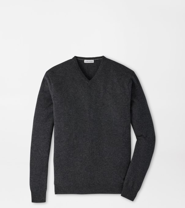 Crown Heritage Cashmere V-Neck Sweater in IRIDIUM