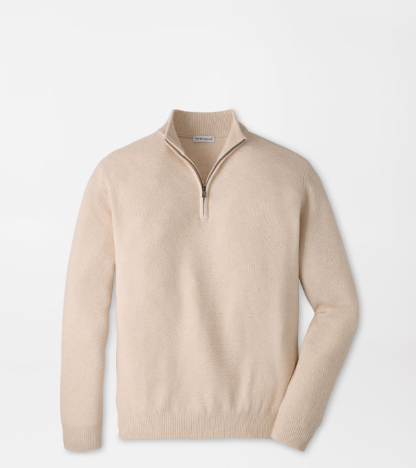 Crescent Texture Quarter Zip Sweater in Sandstone