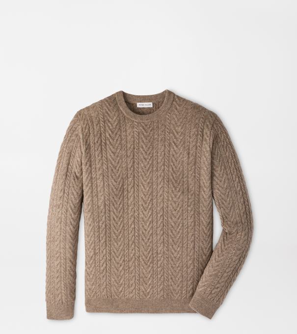 Crescent Cable Crewneck Sweater in SAWGRASS