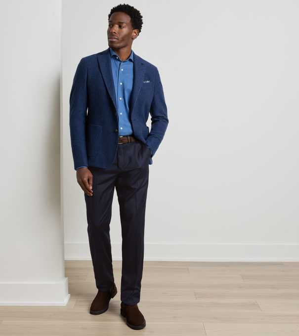 Emerson Cashmere Knit Soft Jacket in CADET