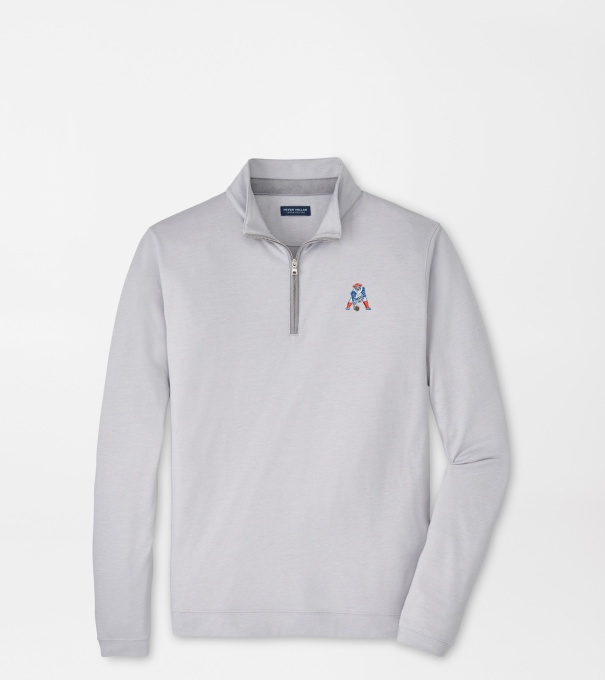 New England Patriots Classic Albatross Cotton-Blend Piqu&eacute; Quarter-Zip in Gale Grey