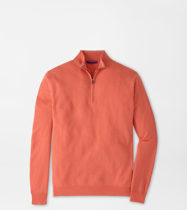 25th Anniversary Cashmere Quarter-Zip Jumper in Coral