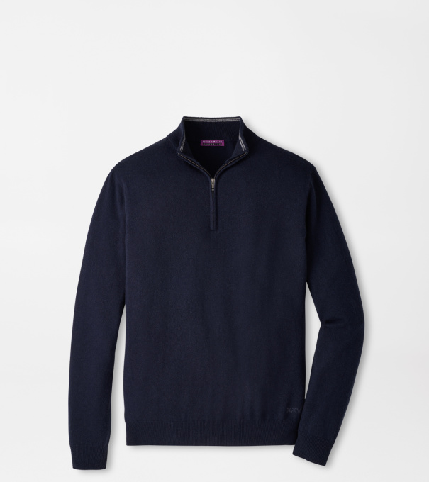 25th Anniversary Cashmere Quarter-Zip Jumper in Navy