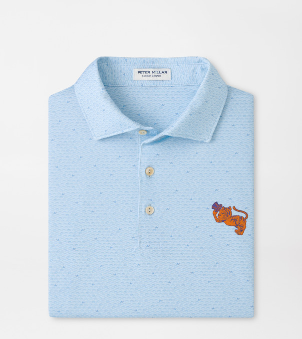 Clemson Vault On The Ball Performance Jersey Polo in PALE BLUE