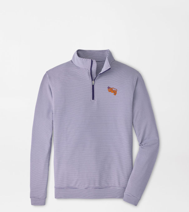 Clemson Vault Perth Sugar Stripe Performance Quarter-Zip in Purple2/White