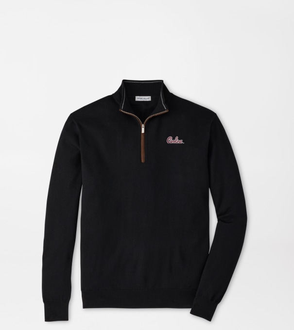 South Carolina Script Autumn Crest Suede Trim Quarter-Zip in Black