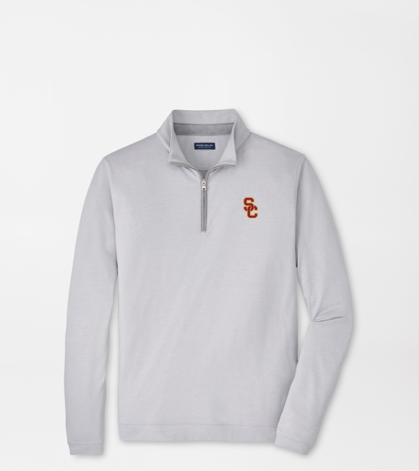 USC Albatross Cotton-Blend Piqu&eacute; Quarter-Zip in Gale Grey