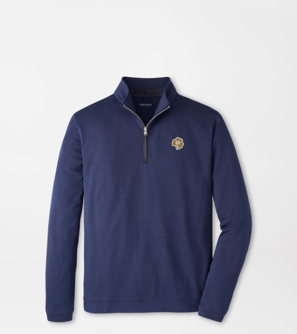 Notre Dame Shamrock Albatross Cotton-Blend Piqu&eacute; Quarter-Zip in Navy