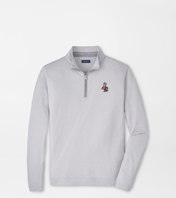 NC State Strutting Wolf Albatross Cotton-Blend Piqu&eacute; Quarter-Zip in Gale Grey