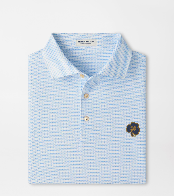 Notre Dame Shamrock Football Geo Performance Jersey Polo in White