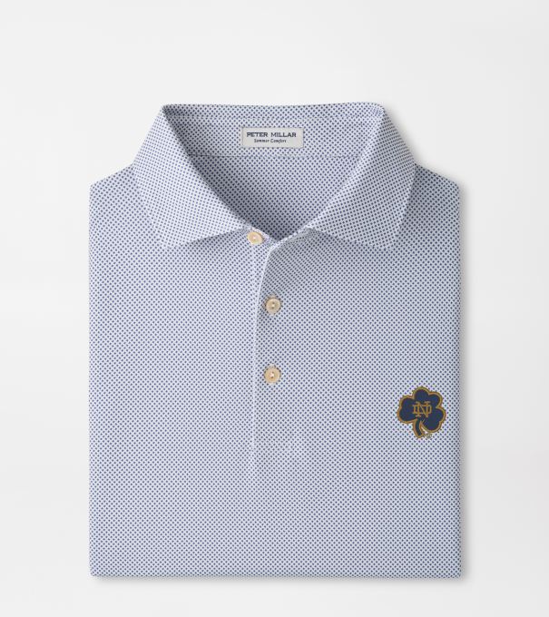 Notre Dame Shamrock Phoenix Performance Jersey Polo in WHITE / BAIL BLUE