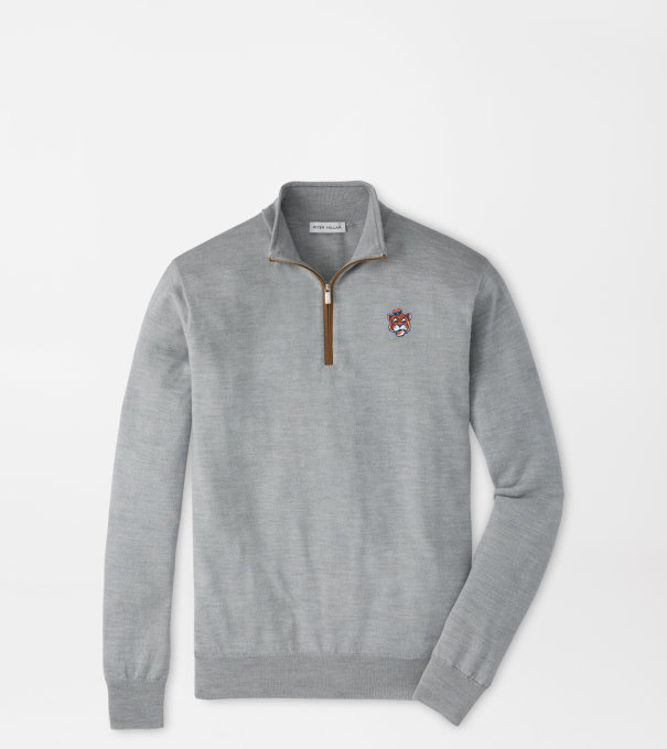 Auburn Vault Autumn Crest Suede Trim Quarter-Zip in Battleship Grey