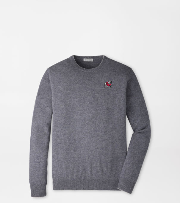 Georgia Standing Bulldog Crown Heritage Cashmere Crewneck Sweater in OSLO GREY