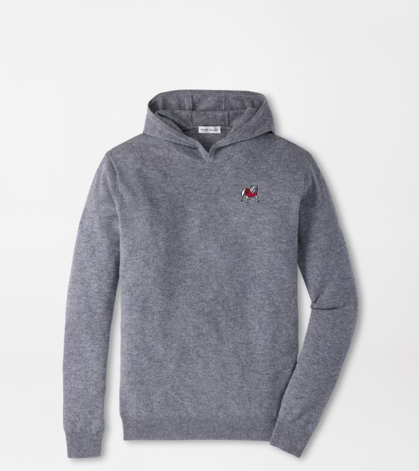 Georgia Standing Bulldog Crown Heritage Cashmere Hoodie Sweater in OSLO GREY