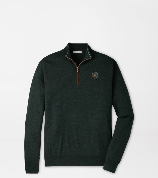 Notre Dame Shamrock Autumn Crest Suede Trim Quarter-Zip in PINE BROOK