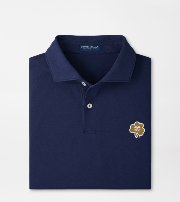 Notre Dame Shamrock Albatross Cotton-Blend Piqu&eacute; Polo in Navy