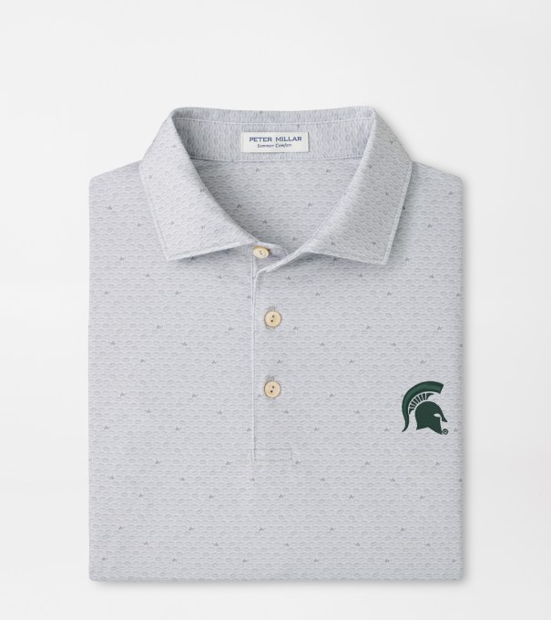 Michigan State Spartans On The Ball Performance Jersey Polo in British Grey