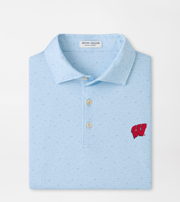 Wisconsin On The Ball Performance Jersey Polo in PALE BLUE