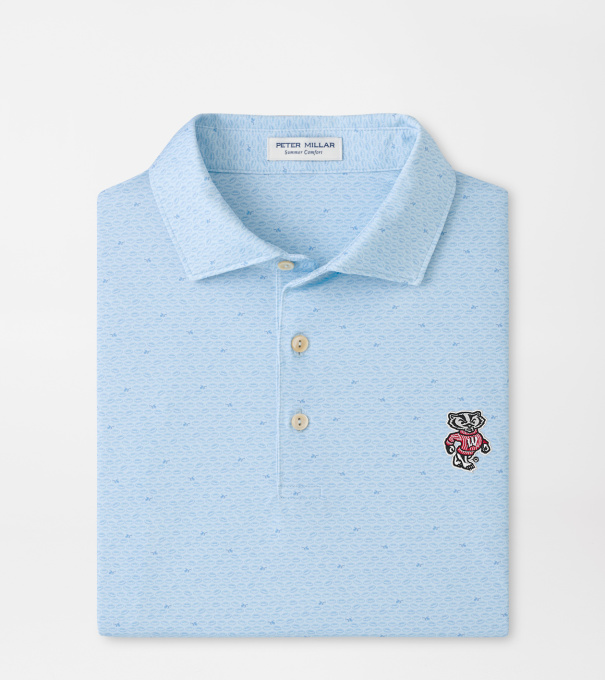 Wisconsin Badgers On The Ball Performance Jersey Polo in PALE BLUE