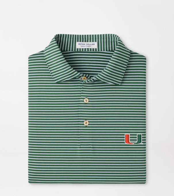 Miami Tiebreaker Performance Jersey Stripe Polo in Green1