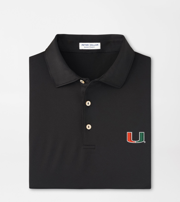 Miami Solid Performance Jersey Polo in Black